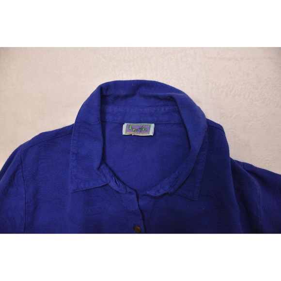 Eucalyptus Shirt Mens Medium Blue Paisley Button Up Long Sleeve Guatemala Boho - Picture 2 of 11